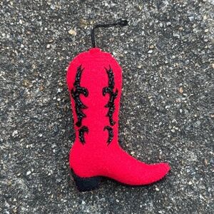 Handmade Felt Red Cowboy Boot Ornament